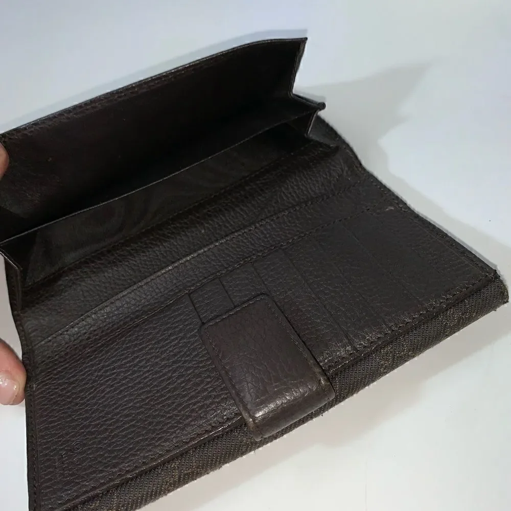 Authentic GUCCI GG Logo Long Wallet. brown